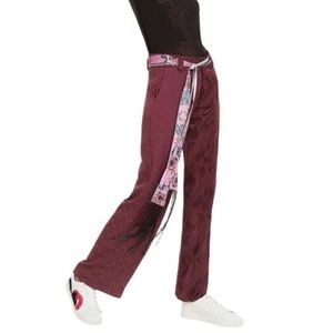 Desigual satin effect wide leg trouser pants high waisted